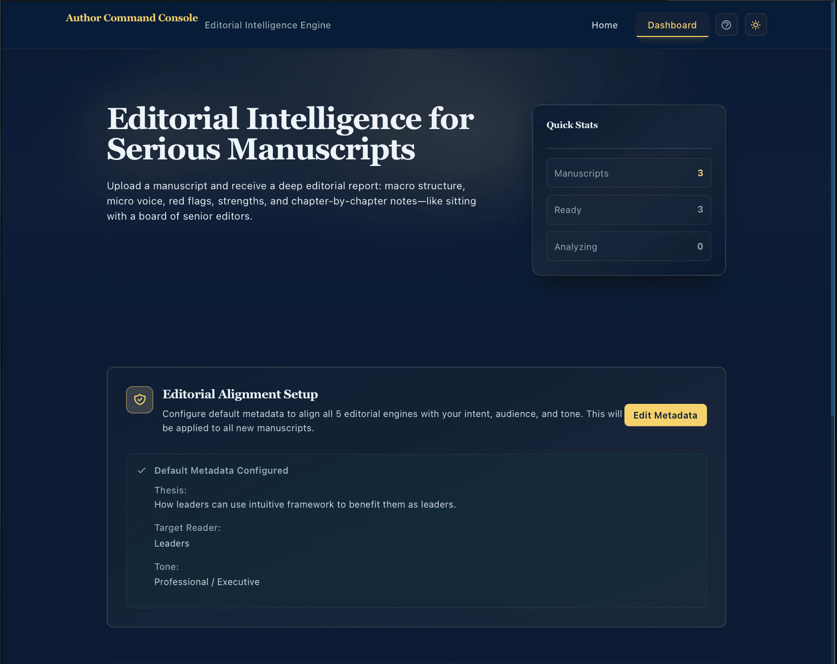 AuthorCommand dashboard
