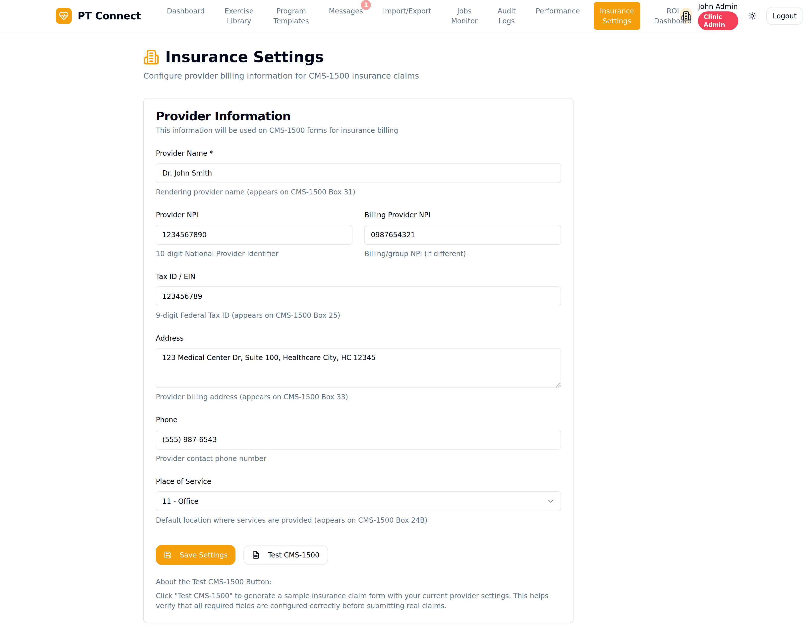 Insurance settings